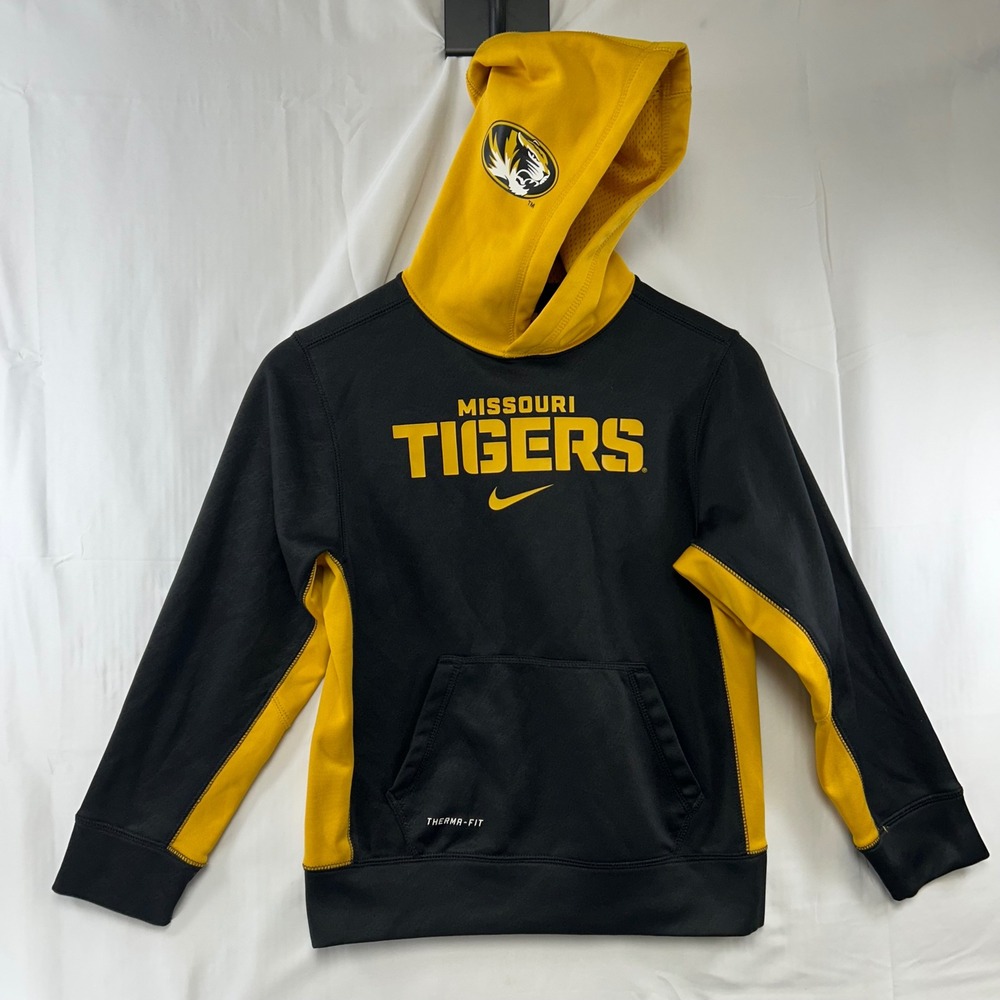 Nike Missouri Tigers Hoodie Youth Medium Black Yellow Therma-FIT Pullover